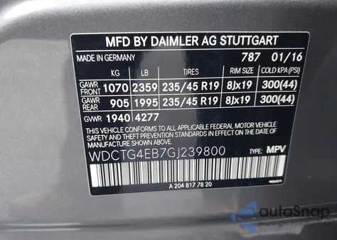 2016 Mercedes-Benz Gla 250 из США, поврежденный, VIN WDCTG4EB7GJ239800